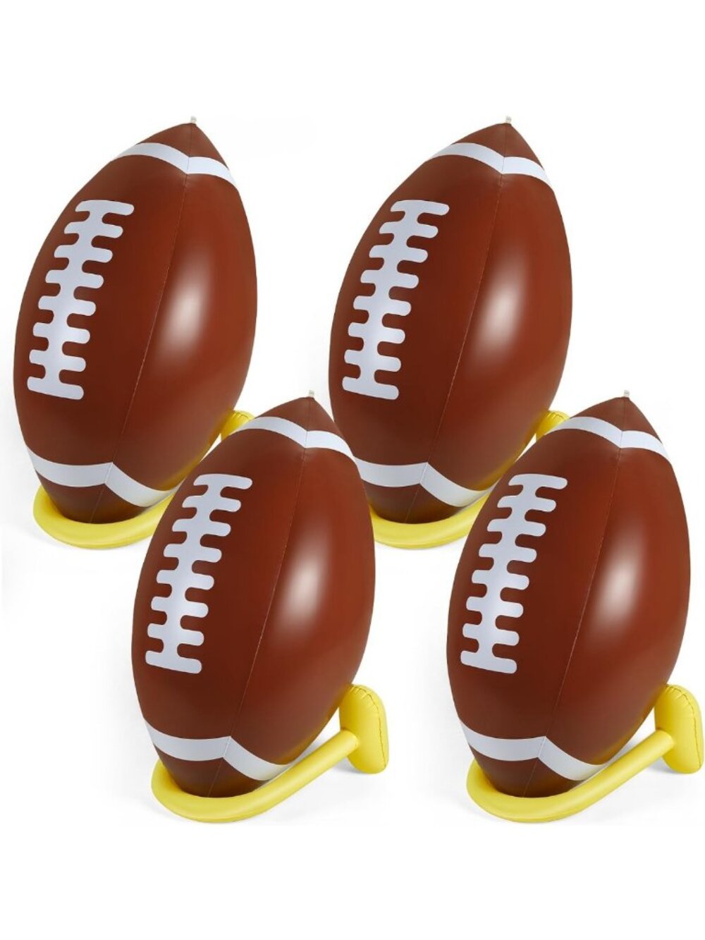 4 Giant Jumbo Inflatable Footballs with Tee Set - Party Game Supplies